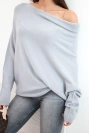 Sweter damski wiskozowy asymetryczny typu nietoperz szary