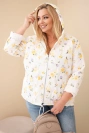 Women's spring Plus Size jacket with a small floral pattern yellow