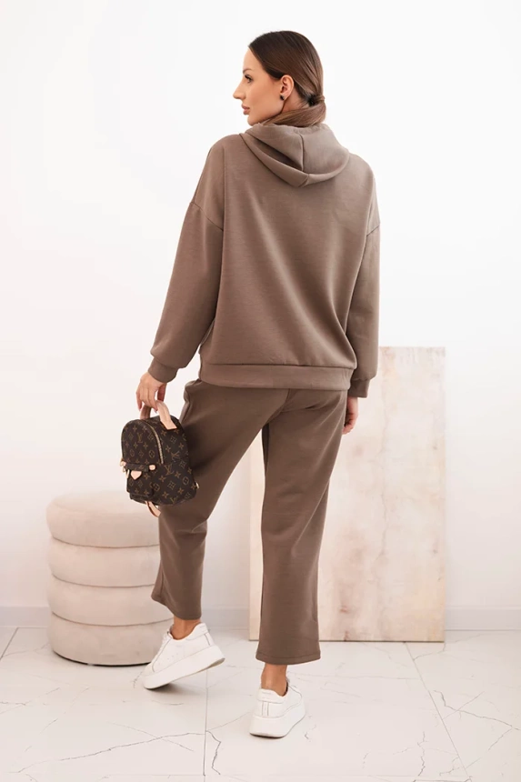 Women's set butter hoodie with pants with a belt fango