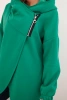 Women's insulated hoodie with an asymmetrical zipper green