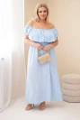 Women's plus-size dress with ruffle and elastic waist blue