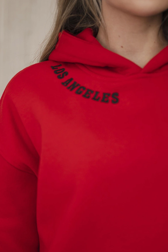 Isoliertes Set mit Stickerei Los Angeles rot