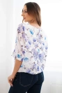 Women's floral blouse with a tie at the bottom purple