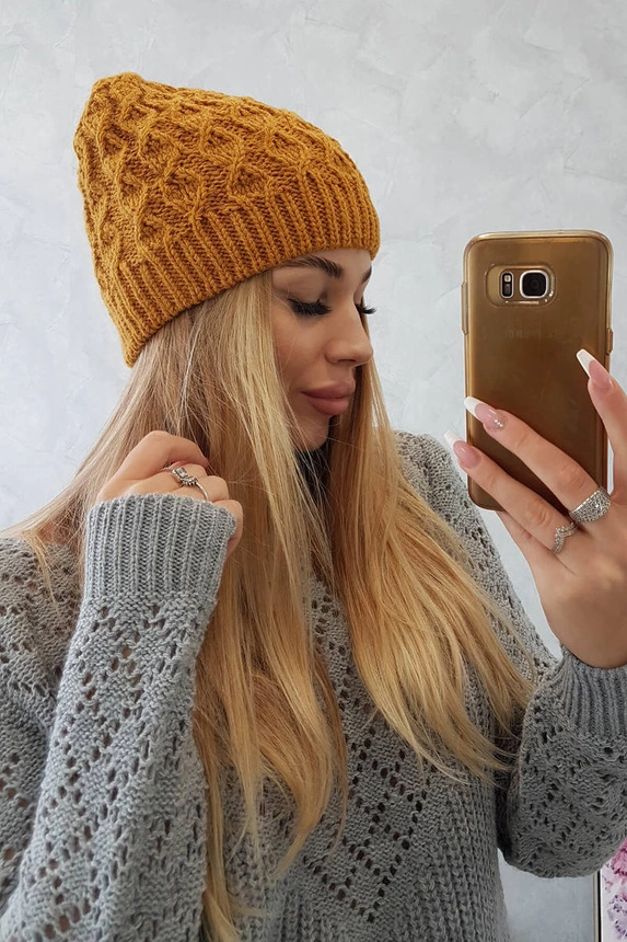 Čapica s fleece Roma K224 horčica