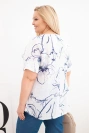 Damen-Baumwollbluse Plus-Size mit kurzem Ärmel und Tasche weiß