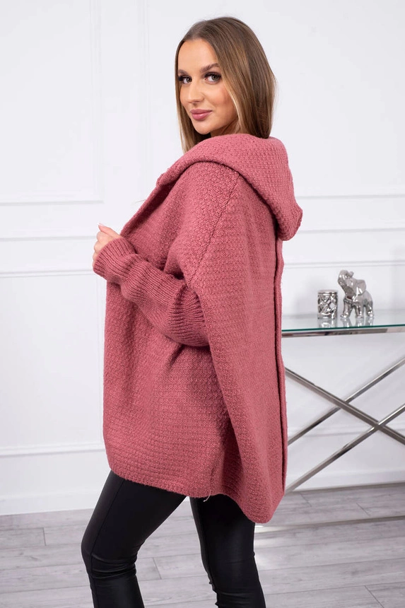 Kapuzenpulli mit Fledermausärmeln dunkelrosa