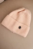 Women's winter fluffy hat with decorative button peach