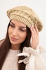 Damenmütze Winter Wolle locker geschnitten mit dekorativem Muster K378 beige