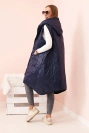 Dámská prošívaná vesta Plus Size s kapucí na zip modrá