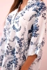 Women's V-neck shirt with a floral pattern navy blue