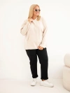 Plus Size women's viscose hoodie with kangaroo pocket beige