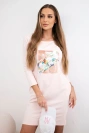 Kleid mit 3D-Grafik Vogel puderrosa