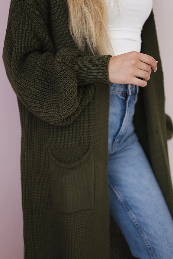 Pullover lange Strickjacke khaki