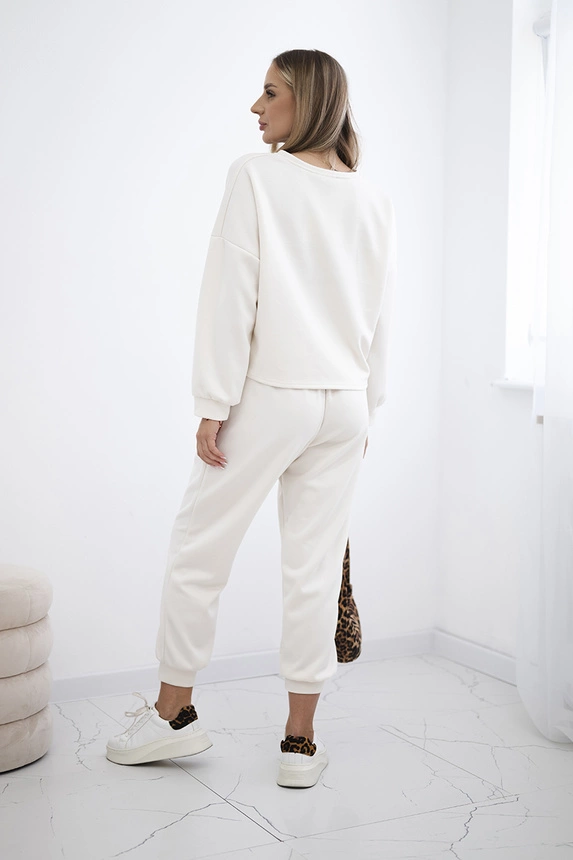 Viscose set Amour sweatshirt + pants light beige