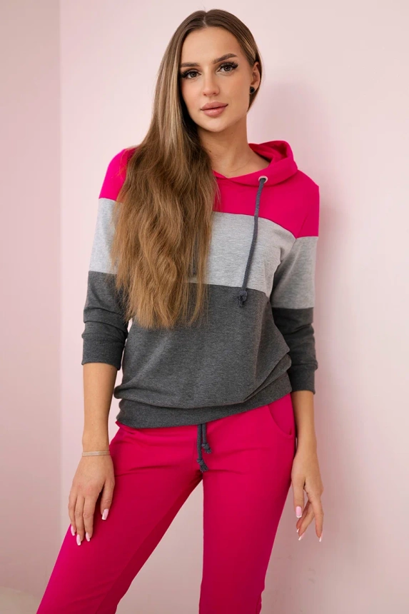 Set with colorful stripes fuchsia+gray