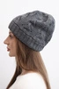 Women's winter wool hat with openwork pattern K427 graphite