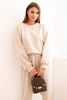 Ladies' butter set with a loose sweatshirt and pants with the word LOVE beige