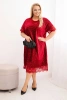 Damenkleid Plus Size mit Pailletten und Spitzenverarbeitung burgunderrot