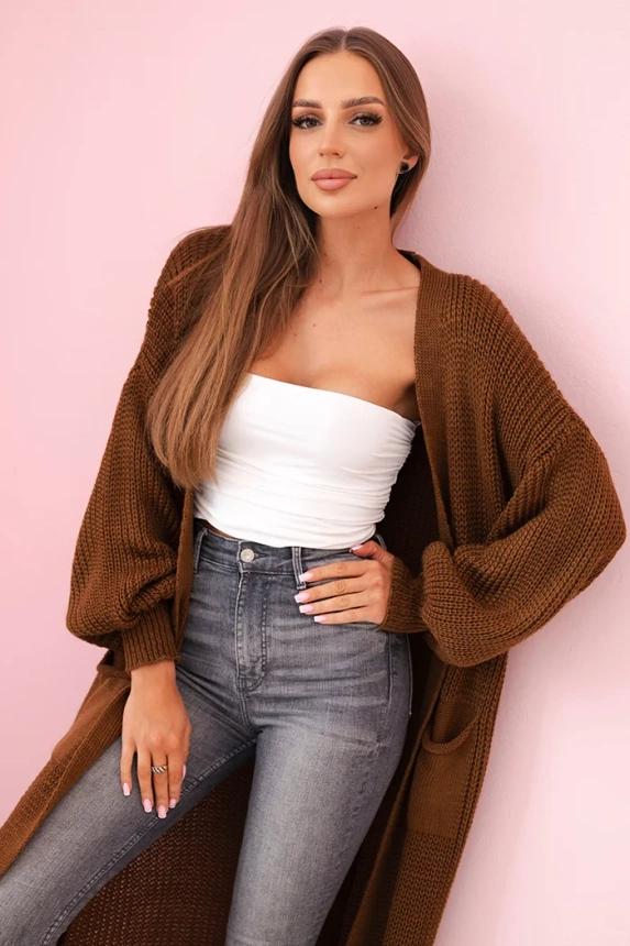 Sweater long cardigan light brown