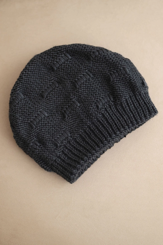 Women's winter hat made of wool with decorative braid K451 graphite