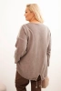 Women's Plus Size cotton sweatshirt with heart print and drawstrings brown