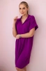 Kleid mit V-Ausschnitt und Kragen dunkelviolett