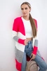 Gestreifter Cardigan-Pullover himbeer+ecru