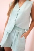 Women's viscose set buttoned vest and shorts mint melange