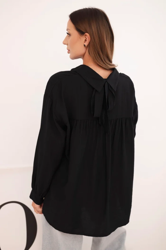 Damenbluse elegant aus Viskose mit dekorativen Knöpfen schwarz