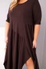Plus Size women's cotton dress with an asymmetrical hem brown