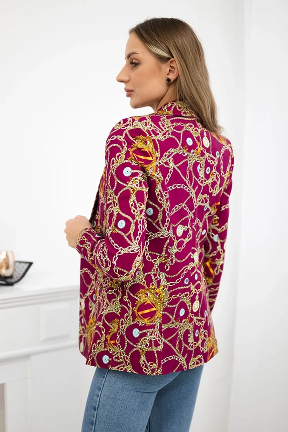 Bedruckte Jacke aus Baumwolle mit Knopf dunkelviolett