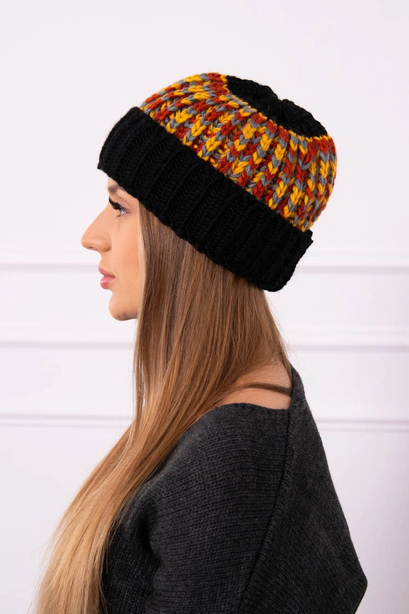 Dámská čepice Iris K348 black+mustard