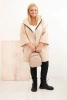 Damenmantel Plus Size mit Kapuze und Reißverschluss beige