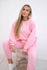 Cotton sweatshirt set with a longer back + pants light pink