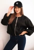 Women's jacket with a zipper and puffed sleeves black
