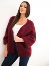 Women's sweater made of 80% kid mohair with a loose fit without fastening burgundy red