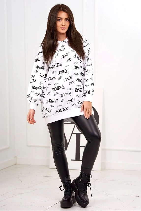 Sweatshirt with inscriptions white