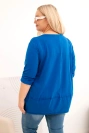 Moteriška blausona Plus Size iš medvilnės su dekoratyviniais mygtukais ir sukamu rankovėmis chabrų