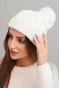 Women's winter woolen hat with thick cable knit K458 white