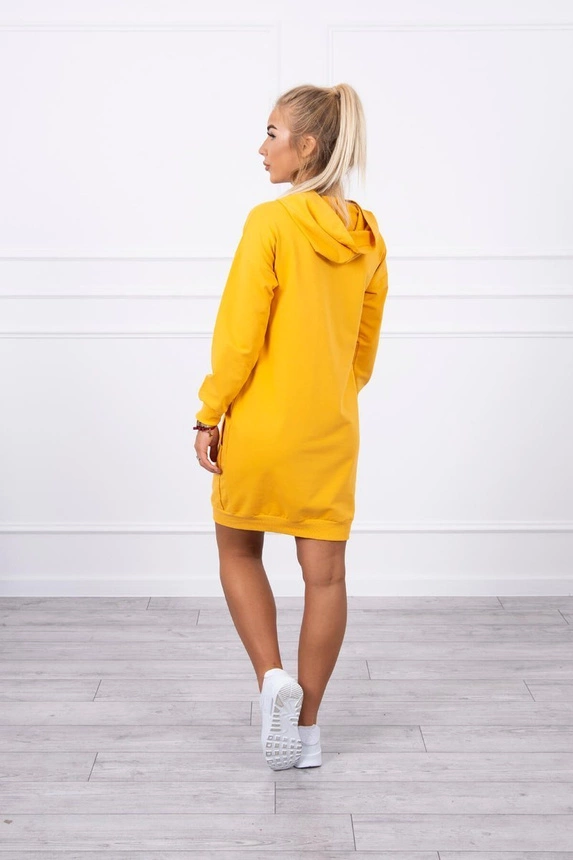 Hooded dress mustard