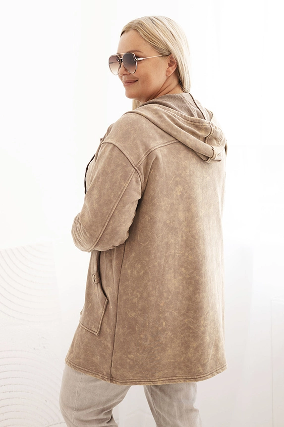 Women's Plus Size distressed hoodie with pockets camel