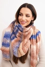 Dámský šátek z měkké a teplé vlny v barevných pruzích KN19 tmavě pudrově růžový
