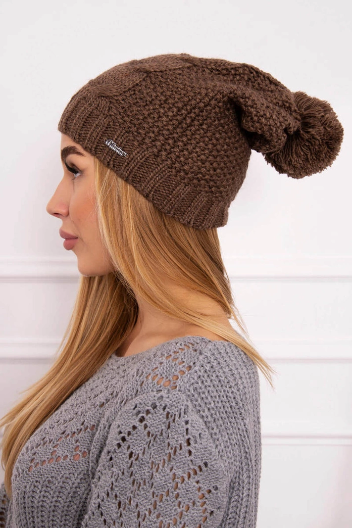 Čapica s fleece Justyna K253 cappuccino
