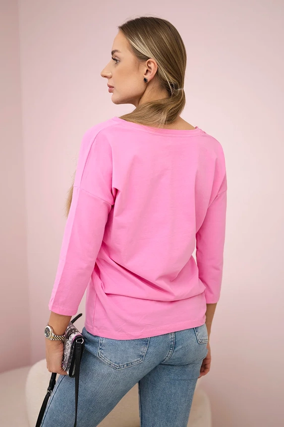 Bluse mit V-Ausschnitt hellrosa