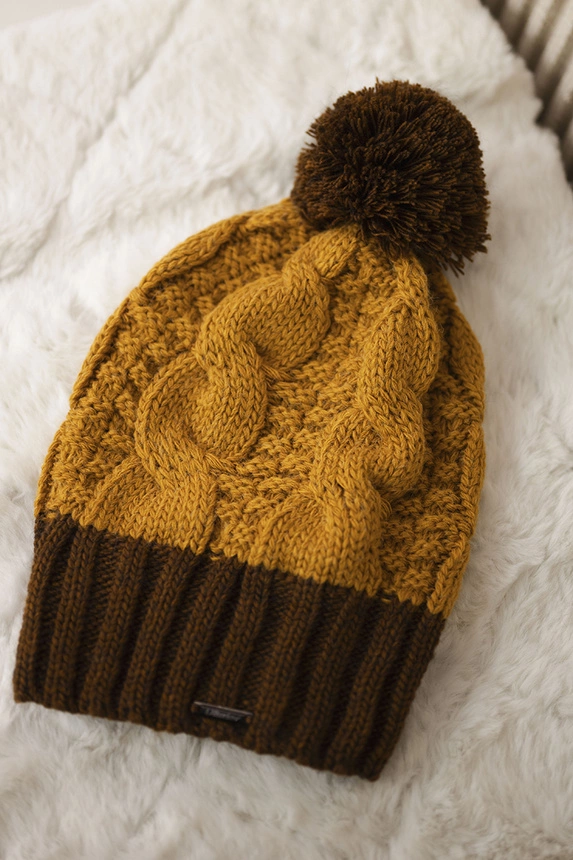 Paryžiaus vilnonė kepurė K212 mustard+brown