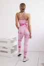 Fitness set top+ legíny push up růžová + fuchsiová