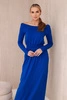 Viskózové šaty s dlouhým pasem chrpově modrá