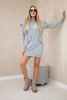 Kleid mit dekorativen Rüschen und Kapuze grau