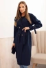 Women's coat tied at the waist with a collar navy