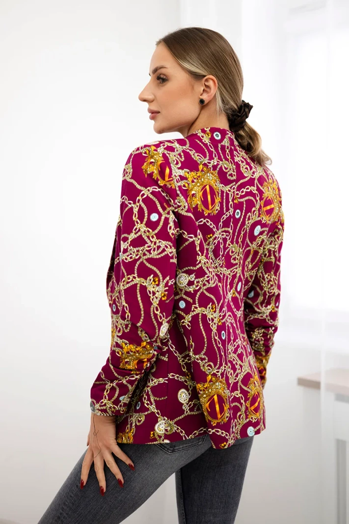 Jacke aus Baumwolle mit buntem Print dunkelviolett